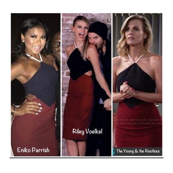 Elizabeth & James Riza Color Block Cut Away Sheath Dress Red Blue Sz 6 ASO Prepp - Picture 1 of 14